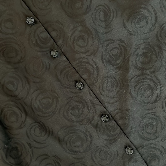Vintage Black Floral Dress button down small - Picture 3 of 5